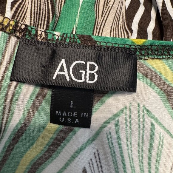 AGB Maxi Dress Womens Size L Tiered Y2K Empire Waist V Neck Abstract USA Vtg - Picture 4 of 7